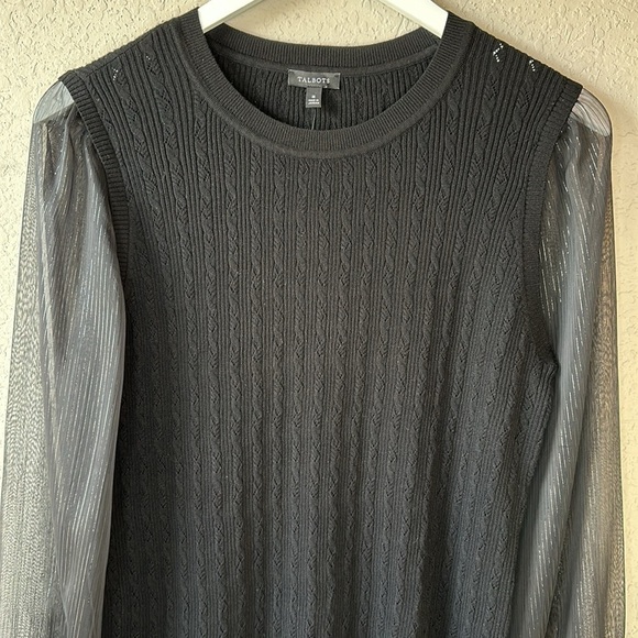 NWT Talbots Woven Sleeve Crewneck Pullover Sweater Size Medium - Picture 3 of 13